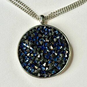 NWT - Kenneth Cole Silver Tone, Blue and Grey Stone Pendant Necklace